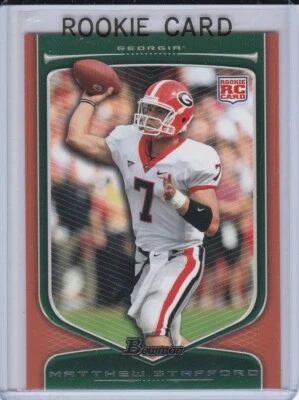 Tarjeta de novato Matthew Stafford 2009 Topps Bowman RC Detroit Lions rara versión roja Foto 1 de 2