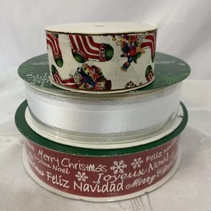 "Lote de 2 rollos de cinta de Navidad 1,5"" de ancho con cable 50 yardas 1 rollo 1,5"" 6 yardas" - Imagen 1 de 7