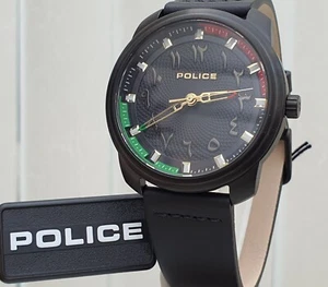 Nuevo reloj policía para hombre números arábigos esfera correa de cuero negro regalo para él - Imagen 1 de 24