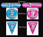 Eleganza Pink Blue Holographic Foil Birthday Banner Bunting Balloon Age 1 - 80. 
