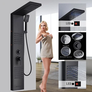 Duschpaneel Regendusche Massage Duschsäule Schwarz Duschsystem Mischbatterie DHL - Bild 1 von 12