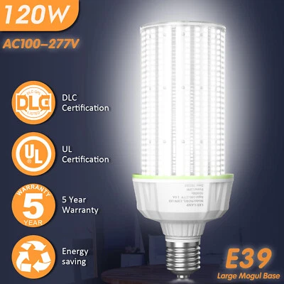 120W LED Corn Cob Light Bulbs E39 Mogul Base 6000K Replacement 400 Watt HID/HPS - Image 1 of 4