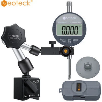 Neoteck Digital Dial Test Indicator DTI Gauge Magnetic Base Measuring Tool 0-1"