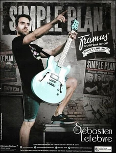 Guitarra Simple Plan Sebastien Lefebvre 2018 Framus Mayfield impresión publicitaria - Imagen 1 de 3