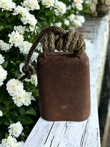 Antique Vintage Cow Bell Patina Farmhouse Decor  6” Tall Primitive Rustic Heavy - Picture 1 of 6
