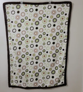 Carters Brown Polka Dot Baby Blanket Circles Dots 29.5” x 39.5” Green Brown - Picture 1 of 8