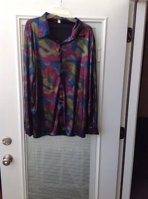 CAMISA DISCOTECA ARCO IRIS REMOLINO Metálica Rara De Colección Camisa Hippie Talla L Foto 1 de 4