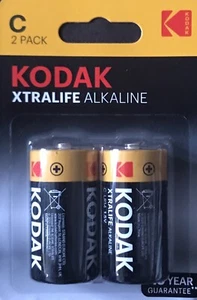 SIZE C KODAK 1.5v ALKALINE BATTERIES. HP11 MN1400 LR14. 1 Pack Of 2 - Picture 1 of 1