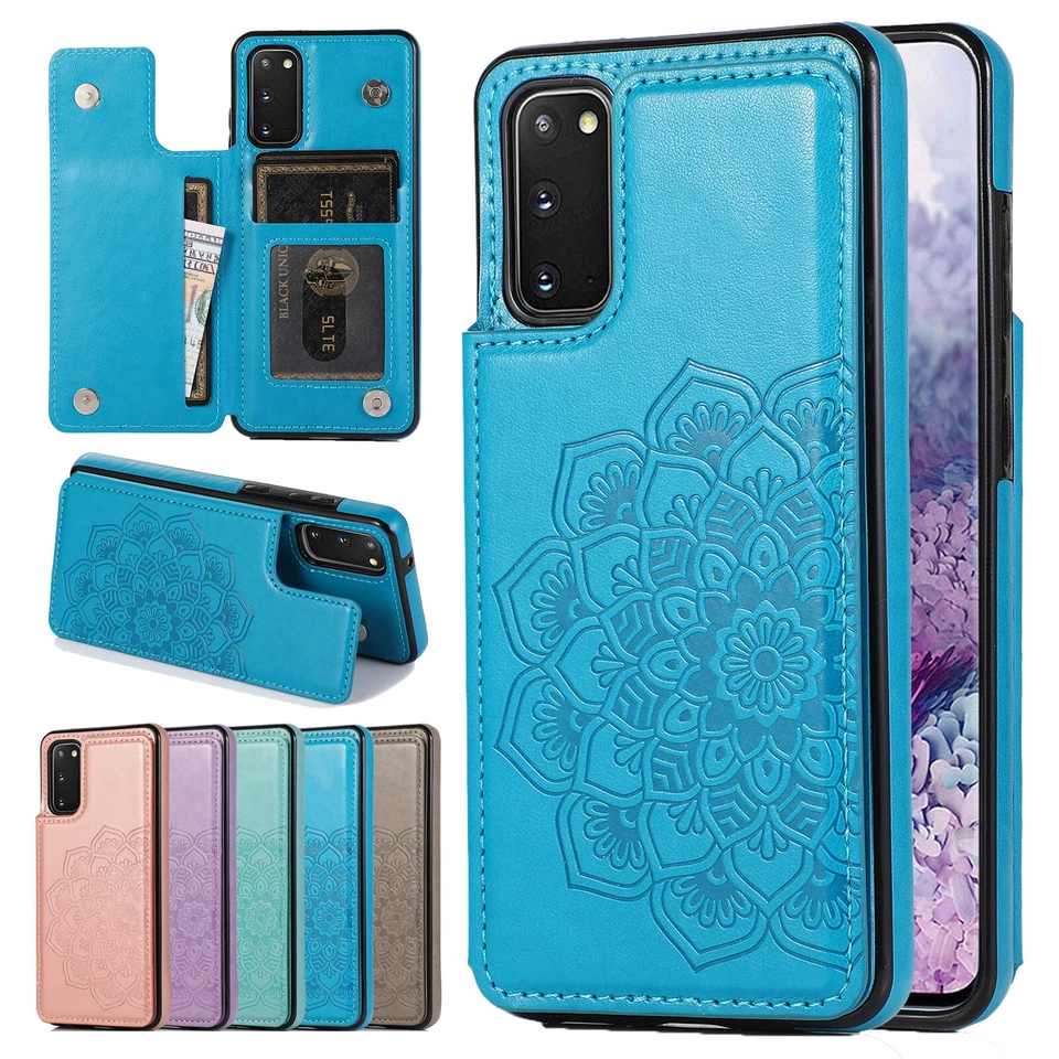 Retro Patterned Leather Card Holder Stand Case Cover For Samsung Galaxy Phones - Image 1 of 1