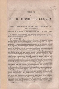 Political / Speech of Mr R Toombs of Georgia Against the Tariff Bill 1st Georgia - Imagen 1 de 2