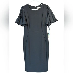Calvin Klein schwarz Flatterärmel Etuikleid Karriere Cocktail Party Neu mit Etikett Gr. 8 - Bild 1 von 8