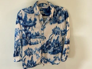 ZARA DAMEN SHIRT BLAU FARBE POPELINE BEDRUCKT SHIRT GRÖSSE M - Bild 1 von 24