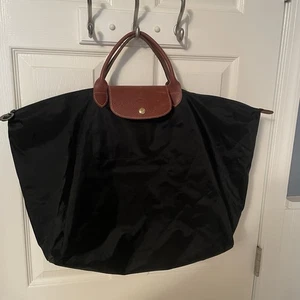 Bolso de Viaje LONGCHAMP Le Pliage "L" Grande Asa Corta Bolso de Mano Wrekender NEGRO USADO EN EXCELENTE ESTADO - Imagen 1 de 13
