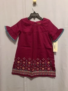 GENUINE KIDS from OshKosh Fuchsia Embroidered Dress Sz 5T NEW - Picture 1 of 8