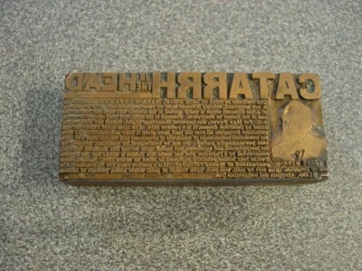 Antique Dr P. Halls Catarrh In the Head Brass Newspaper Print Block Advertisemet - Image 1 of 3