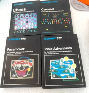 VINTAGE ACORNSOFT Bundle of 4 Chess, Carousel, Facemaker, Table Adventures CASS - Zdjęcie 1 z 12