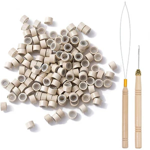 Premium Nano Ring Hair Extensions Silicone Nano Beads Hook Pulling Needle Tool M - Picture 1 of 27