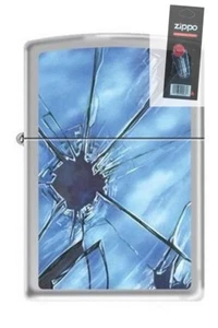 Zippo 1958 broken glass chrome DISCONTINUED Lighter + FLINT PACK - Picture 1 of 1