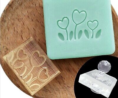 Mini Heart Soap Stamp Handmade Acrylic Three Flower Patterns Soap Making Tools • 8.84€