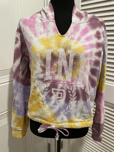 UNDERCOVER Felpa con cappuccio Victoria's Secret ROSA pile ritagliata cinched tie dye campus XS