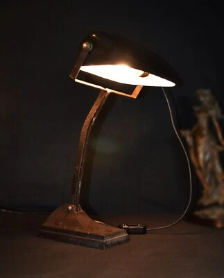 lamp industrial swan neck Factory works utility light enamelled bronze C1930 - Image 1 of 4