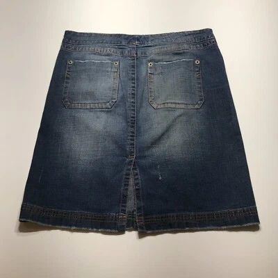 Falda Azul Asfalto Juniors Talla 7 Denim Envejecido Recto Elastizado Ventilación Trasera Foto 1 de 4