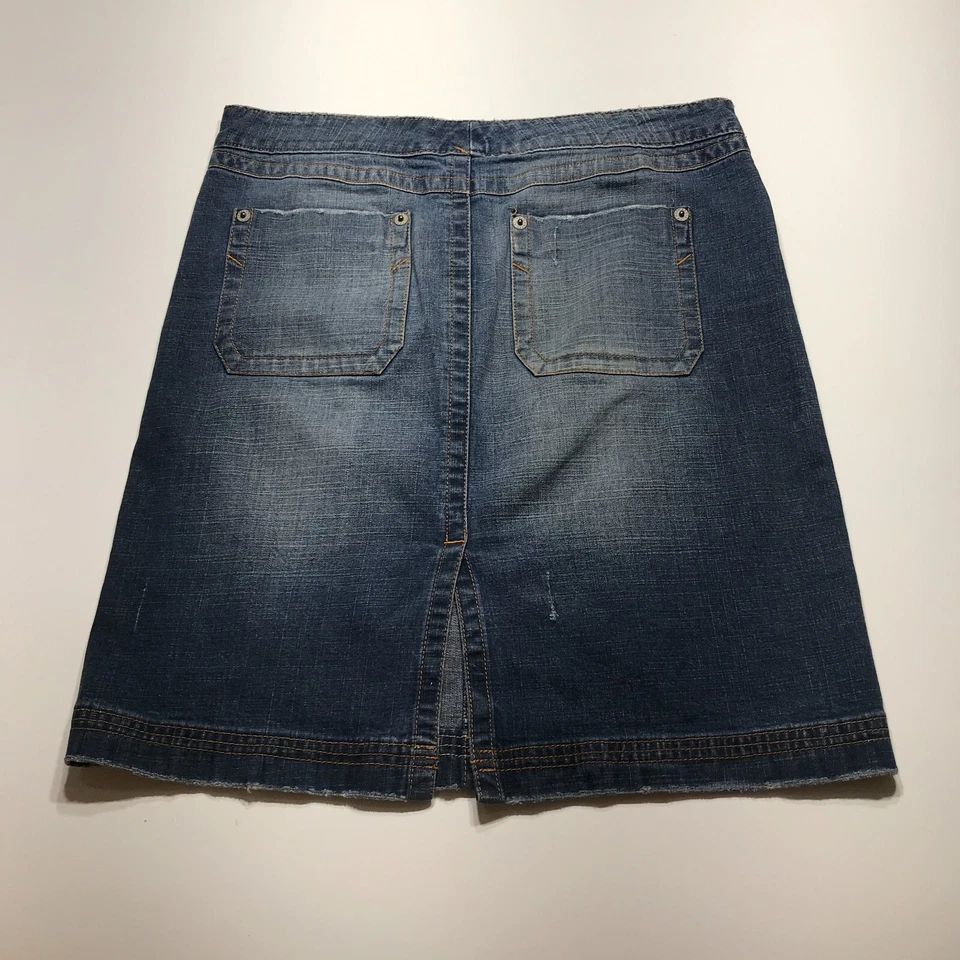 Falda Azul Asfalto Juniors Talla 7 Denim Envejecido Recto Elastizado Ventilación Trasera Foto 1 de 4