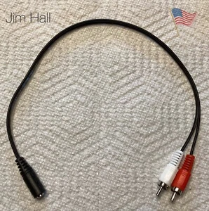 3.5mm Audio 2 RCA Cable 1/8" Stereo Female to 2 RCA Male Y Splitter Aux Cable - Picture 1 of 1