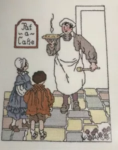 Pat A Cake Bakers Man Real Mother Goose Cross Stitch pattern Nursery Rhyme - Picture 1 of 4