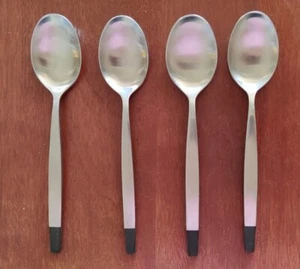 Stanley Roberts VISION Stainless Steel Spoons Set 4 Black Ebony MCM Teaspoon - Picture 1 of 7