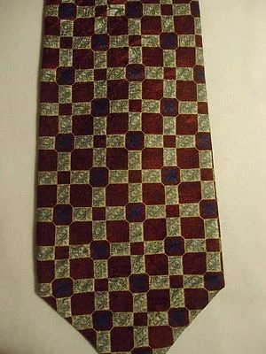 Hand Made XMI Nordstrom 325 Series Tie Maroon Gray Checks 61"  - Image 1 of 2