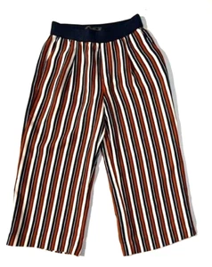 Neu Zara Trafaluc Damenhose gestreift nautisch breitbein kurz geschnitten Gr. S - Bild 1 von 9