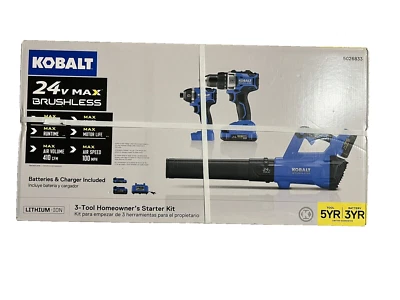 BRAND NEW Kobalt 24V Max Brushless 3pc Tool Starter Combo Kit Model #KLC 3124-03 - Image 1 of 4