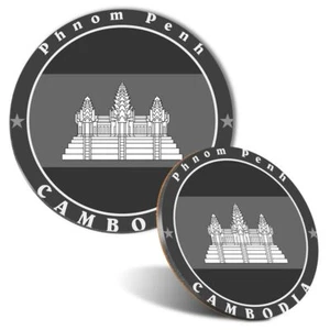 Mouse Mat & Coaster Set - BW - Cambodia Phnom Penh Temple Travel #40270 - Bild 1 von 8