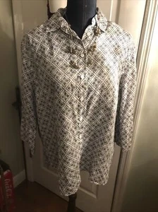 Zara Button Up Shirt Blouse Size Small Blue~White EUC!! - Picture 1 of 5