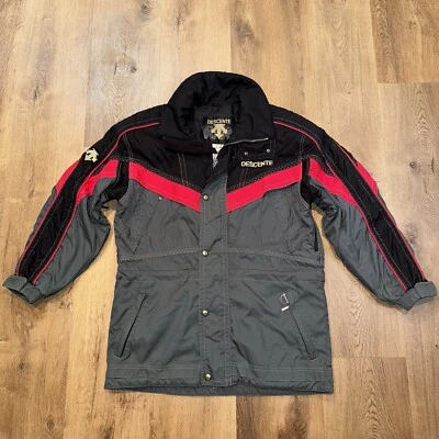 Mens Descente Ski Jacket Snow Coat Parka Retro Vintage Gray Red Mens Large - Image 1 of 4