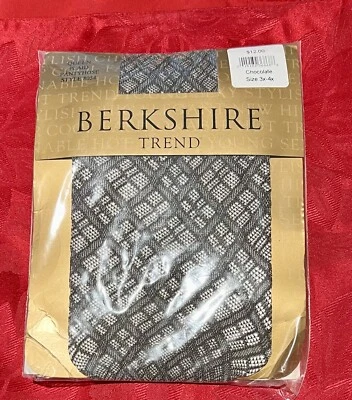 New Berkshire Trend Queen Plaid Chocolate Pantyhose  3X-4X Made In Italy - Изображение 1 из 4