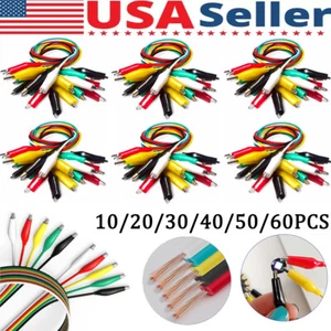 Test Leads Set Jumper Wire With Crocodile Alligator Clips Double-ended Wire Lot - Picture 1 of 12