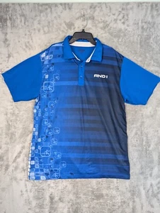 And 1 Polo Shirt Men's Large Blue Pullover Short Sleeves Logo Print Striped - Picture 1 of 6