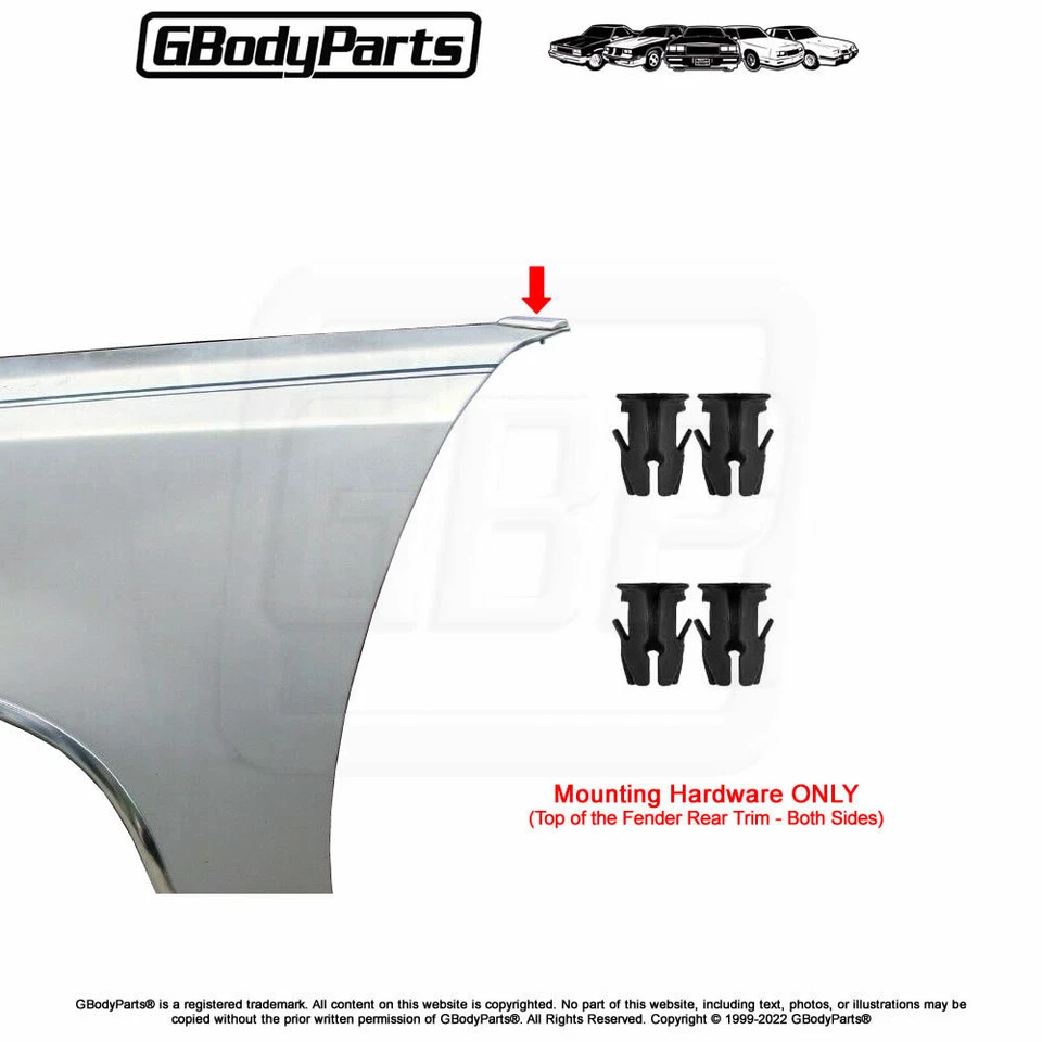 81-88 Cutlass Top Fender Hood Trim Extension Chrome Trim Molding HARDWARE ONLY  — 第 1/1 张图片