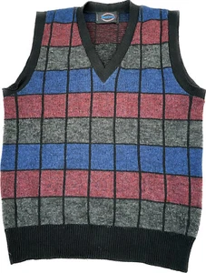 Vintage Jantzen Wool Acrylic Check USA Medium Vneck Sweater Vest VTG - Picture 1 of 5