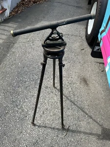 Antique Vtg L S Starrett Surveyor Transit Level with Original Metal Tripod Stand - Picture 1 of 13