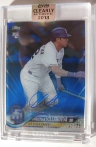 2018 TOPPS CLEARLY AUTHENTIC BLUE AUTO CHRISTIAN VILLANUEVA 21/25 - Picture 1 of 2