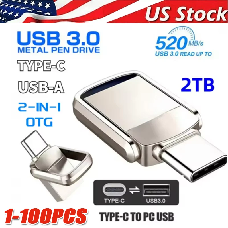 1/2TB Type C/USB-A USB 3.0 Flash Drive Thumb Drive Memory Stick for PC Lapto LOT - Image 1 of 4