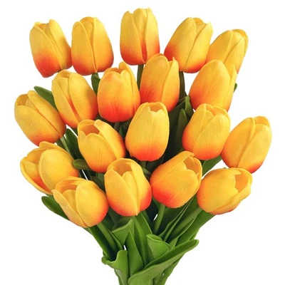 FEEYE 20pcs White Fake Tulips Realistic Artificial Flowers for Decoration Rea... - Image 1 of 4