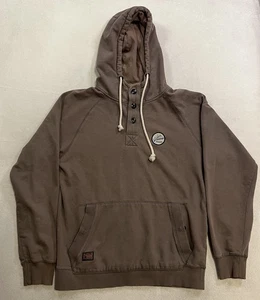 Volcom Pullover Sudadera con Capucha Para Hombres Grande Desteñido Botón Henley Canguro Bolsillo Patín Surf - Imagen 1 de 12