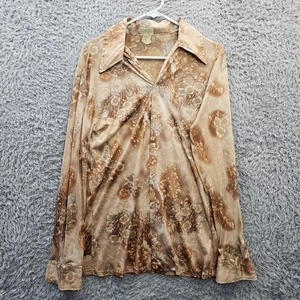 King's Road Sears Vintage 60s 70s Disco Shirt Medium Floral All Over Print - Picture 1 of 16