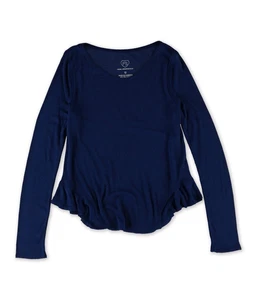 Aeropostale Girls Ribbed Flutter-Hem Basic T-Shirt - Picture 1 of 2