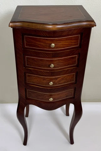 Vintage Louis XV Marquetry Inlay Veneer Nightstand / Side Table Cover