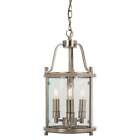 Traditional 3 Light Solid Brass Round Hall Ceiling Lantern, Antique Brass